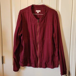 Merona Maroon Bomber Style Jacket Size XL